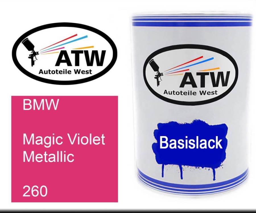 BMW, Magic Violet Metallic, 260: 500ml Lackdose, von ATW Autoteile West.